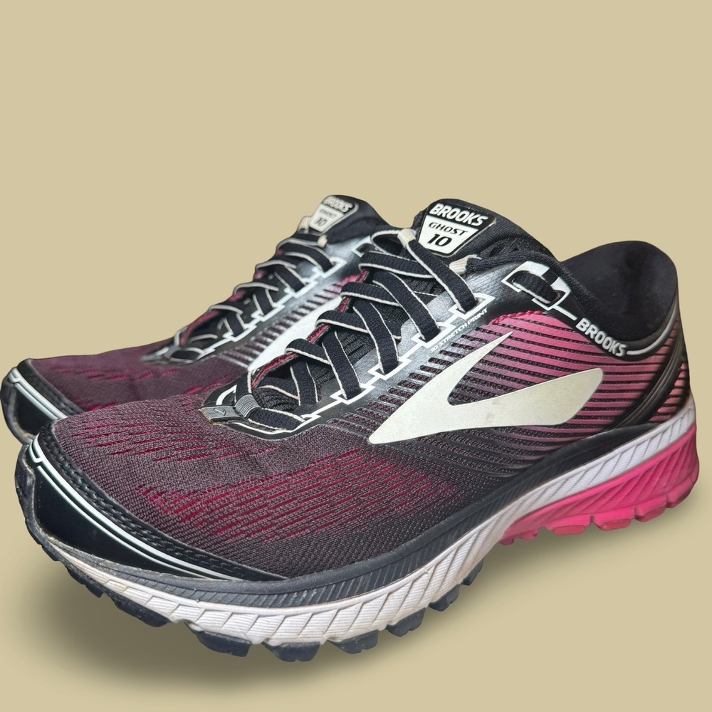 Brooks Ghost 10 Women's Running Shoes Size 6 B Black Pink Peacock 1202461B067